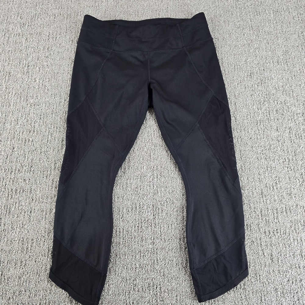 Athleta Sonar Capri Legging Women M Black‎ Laser Mesh Athletic Running